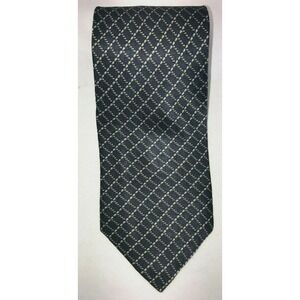 NOS NEO Bill Blass Navy with Gold Diamond Pattern‎ 100% Silk Neck Tie 58" long